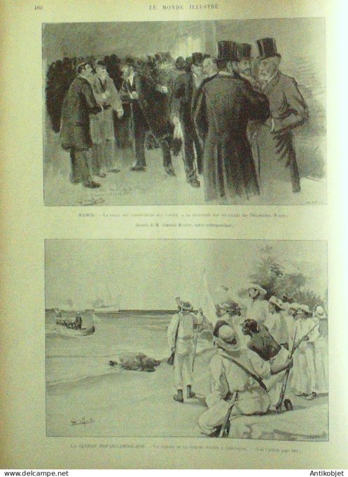 Le Monde illustré 1898 n°2154 Cuba Santiago chambre des députés bureau