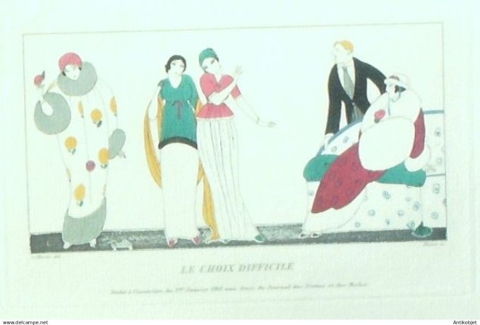 Gravure Costume Parisien 1913 # 46c Martin Charles (eau forte) Parures féminines