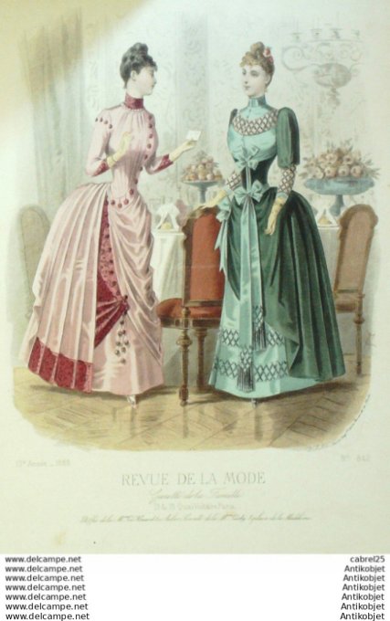 Gravure Mode La Gazette 1888 # 842 (Old Fashion plate)