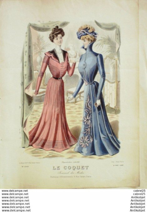 Gravure Mode Le Coquet 1900 # 02 (Old Fashion plate)