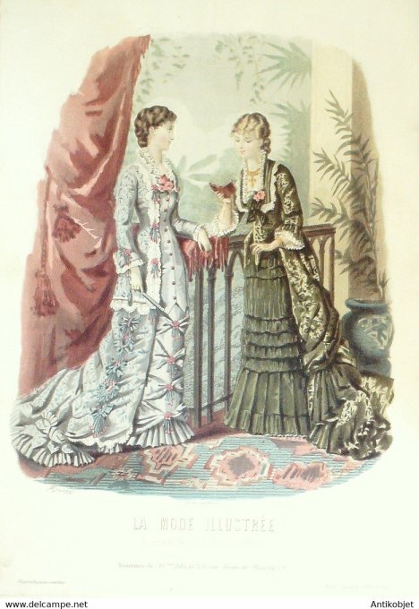 Gravure de mode La Mode illustrée 1880 n°10 (Maison Delaunay)