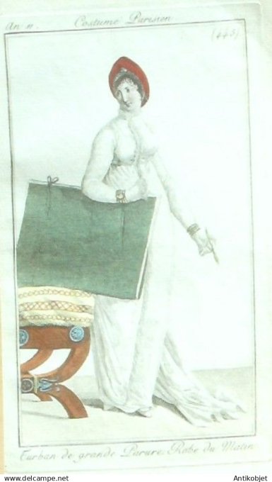 Costume Parisien 1803 an 11 # 445 (eau forte) Robe du matin