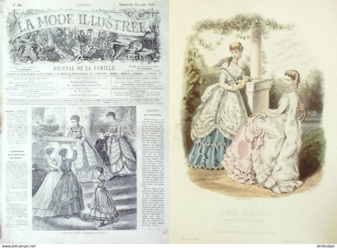 La Mode illustrée journal + gravure associée 1868 # 33