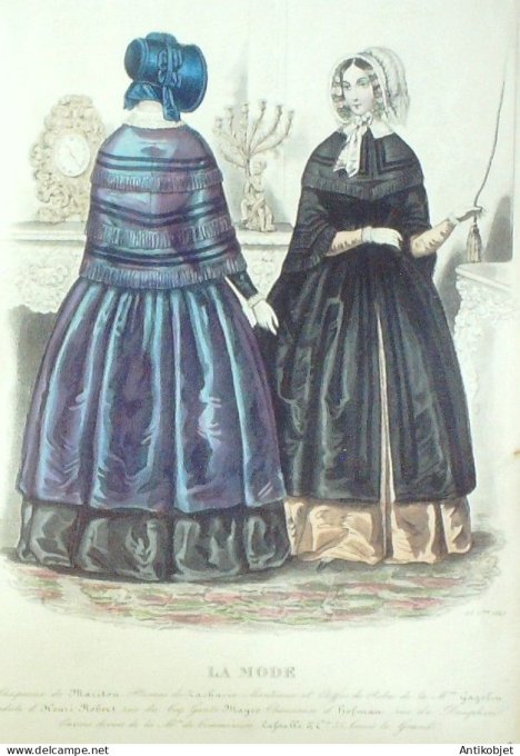 Gravure La mode 1846 # 28 (aquarelle old Fashion plate)