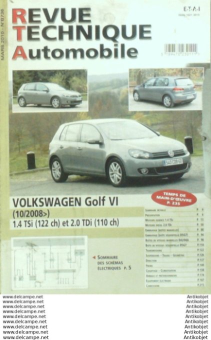 R.T Automobile Volkswagen Golf VI  10/2008   # 736