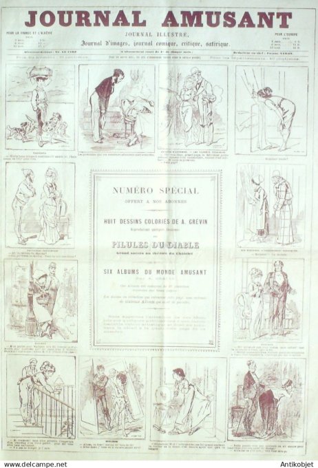 Le Journal Amusant 1880 # numero special Au theatre les pilules du diable Grevin