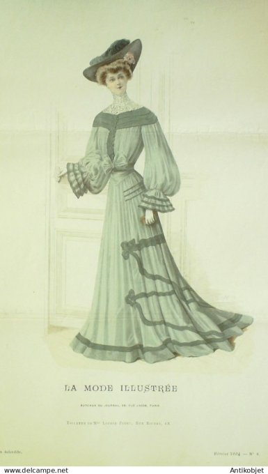 Gravure Mode illustree 1904 #  8 (Old Fashion plate) RARE