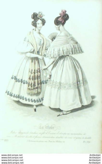 Gravure La mode 1833 # 326 (aquarelle old Fashion plate)