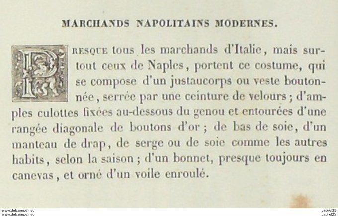 Italie NAPLES Marchand napolitain 1859