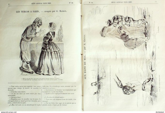 Petit journal pour Rire 1868 #   38 Aux Bains de mer Grevin