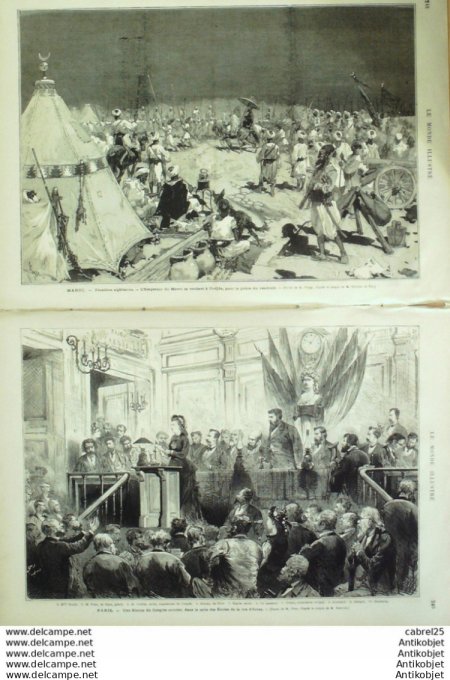 Le Monde illustré 1876 n°1018 Maroc Oudjda Koumia Klandjars Serbie Buimir Tcherkes Usa Philadelphie 