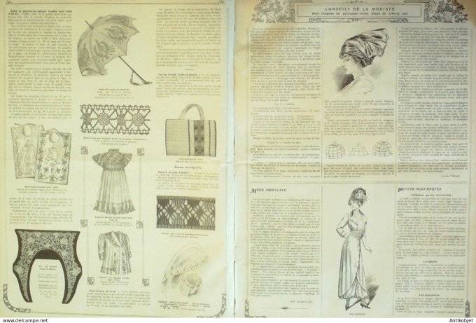 La Mode illustrée journal 1911 n° 11 Toilettes Costumes Passementerie