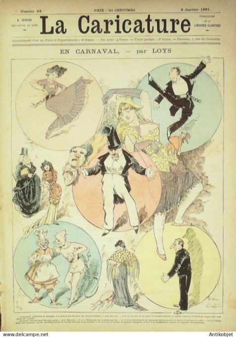 La Caricature 1881 #  54 En carnaval Loys Calendrier Robida