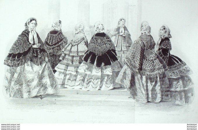 Gravure de mode Les Modes parisiennes (maison Gagelin) 1856 n°710