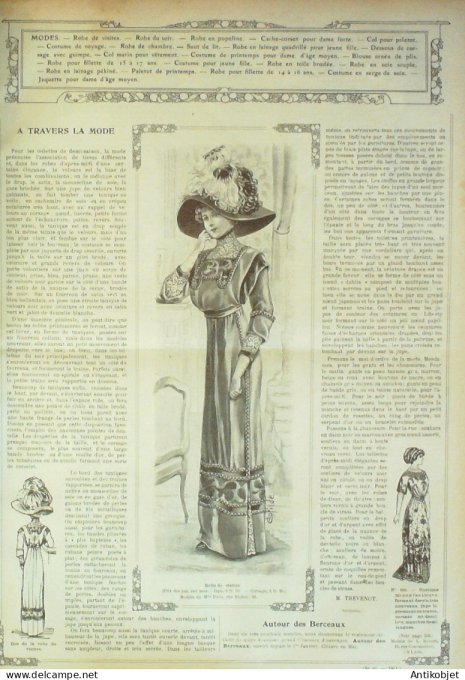 La Mode illustrée journal 1911 n° 10 Toilettes Costumes Passementerie