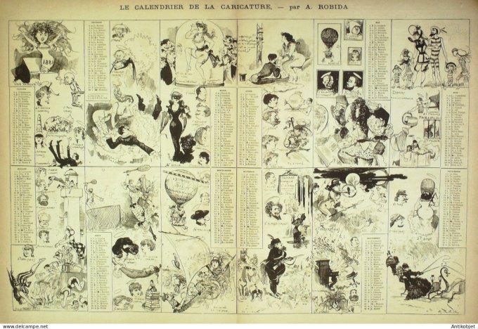 La Caricature 1881 #  54 En carnaval Loys Calendrier Robida