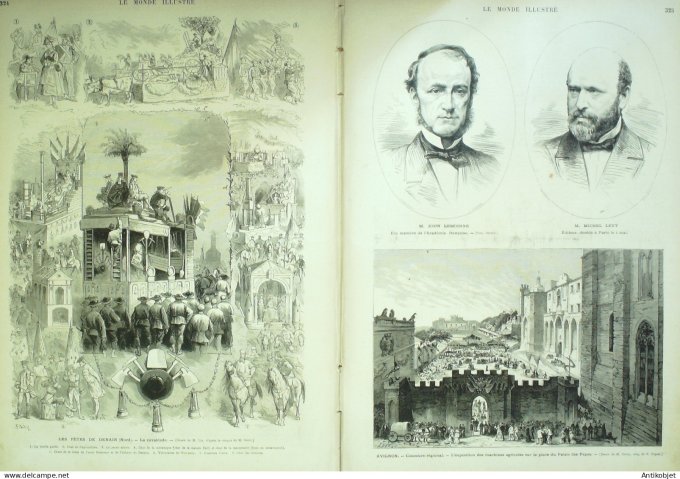 Le Monde illustré 1874 n°945 Blois (41) Denain (59) Avignon (84)