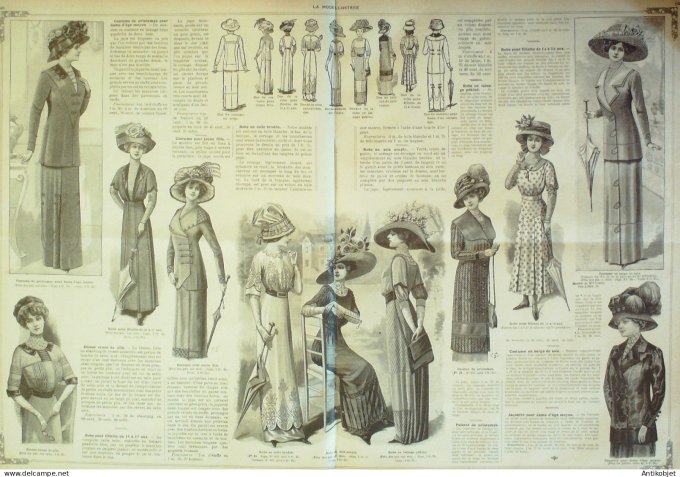 La Mode illustrée journal 1911 n° 10 Toilettes Costumes Passementerie
