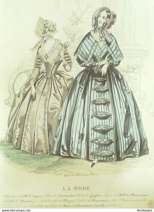 Gravure La mode 1841 # 10 (aquarelle old Fashion plate)