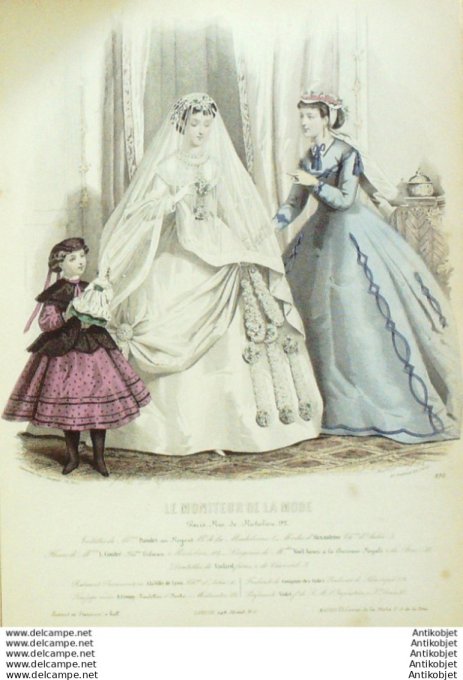 Gravure Mode Le Moniteur 1866 # 830 (Old Fashion plate)