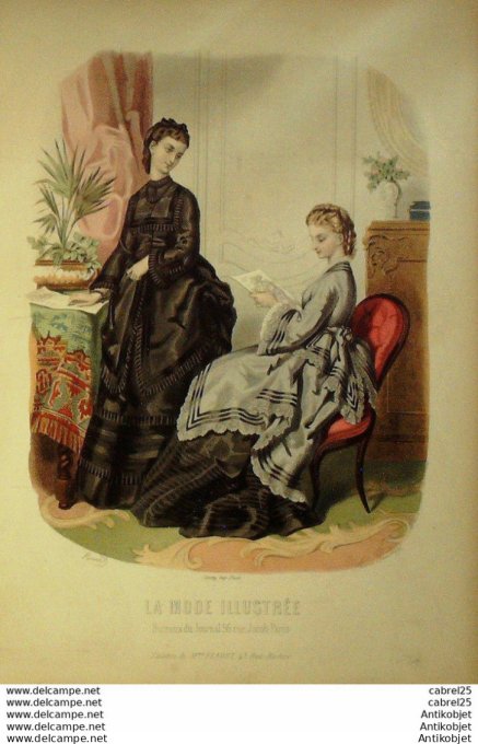 Gravure de mode La Mode illustrée 1871 n°36 (Maison Fladry)