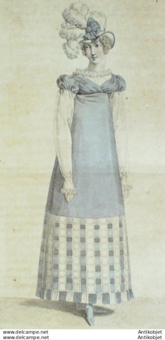 Costume Parisien 1816 # 1575 Robe à carreaux écossais