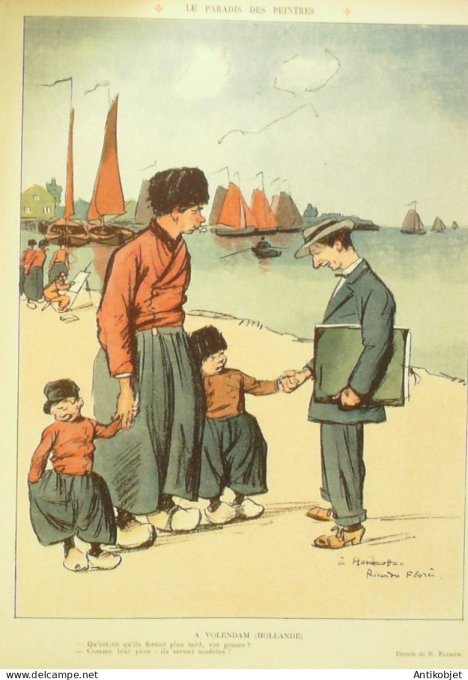 Le Rire 1908-06- 6 # 279 Journal humoristique Ed.Originale Pays-Bas Volendam