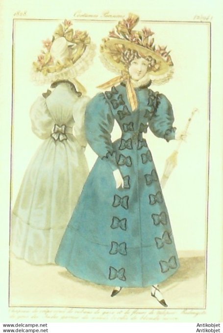 Costume Parisien 1828 # 2594 Redingote de gros des Indes