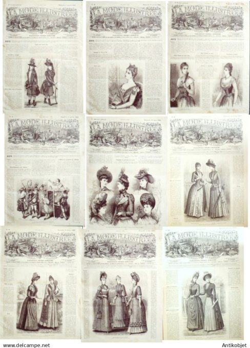Mode illustree  1889 Lot de 9 journaux