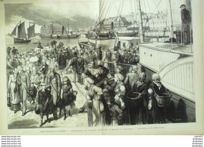 Le Monde illustré 1876 n°1019 St Nazaire (44) Lignon (42) Boulogne (62) Igny (51) Angleterre Folkest