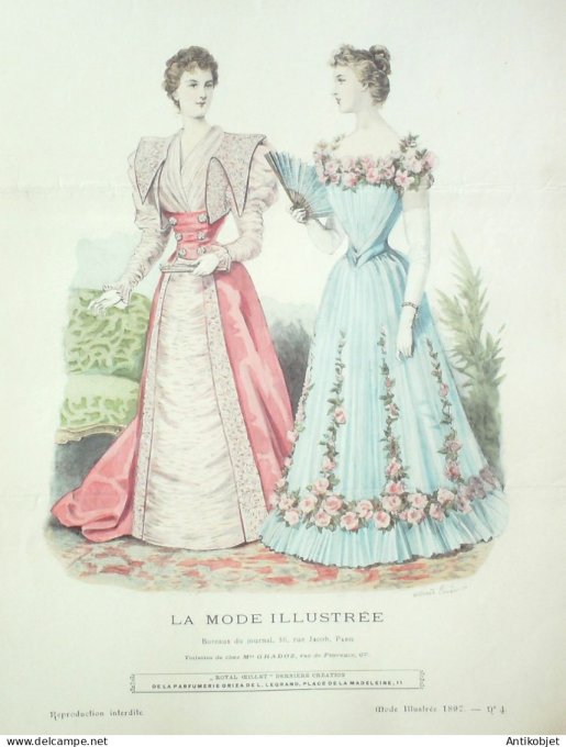 Gravure Mode illustree 1897 # 04 (Old Fashion plate) RARE