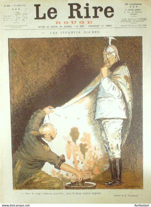 Le Rire Rouge 1916-07- 8 #  86 Journal humoristique Ed.Originale Cantonnement