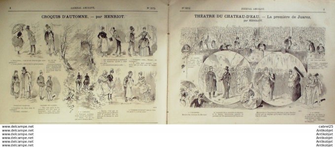 Le Journal Amusant 1886 # 1572 Theattre du chateau d'eau premiere de Juarez par Henriot