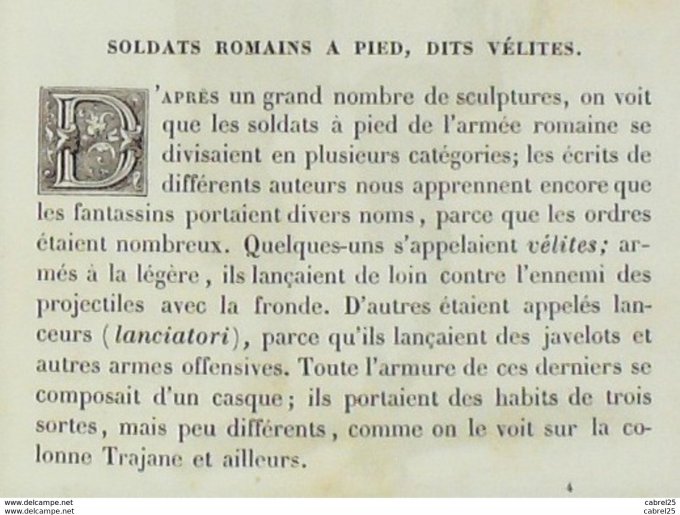 Italie Soldat romain à pied dit velite 1859