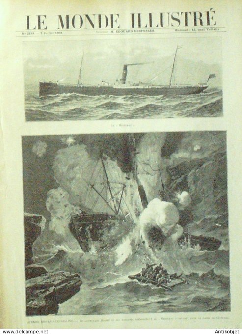 Le Monde illustré 1898 n°2153 Cuba Santiago Baiquiri Caimanera Guantemano Belgique  Château Ardenne