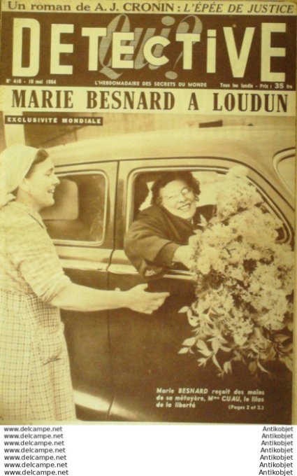 Détective 1954 # 410 Agen Loudun Condren Valenciennes Marseille