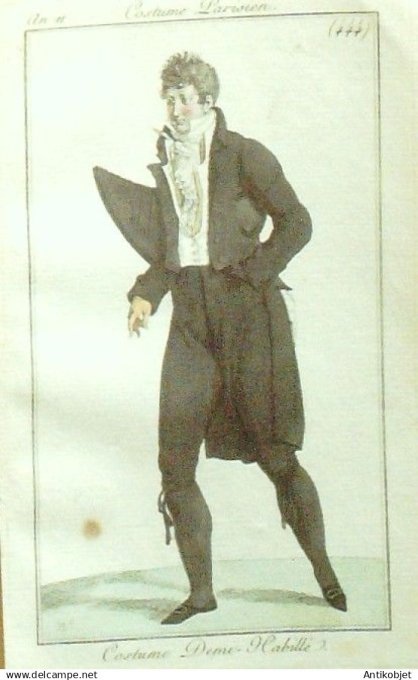 Gravure Costume Parisien 1803 an 11 # 444 (eau forte) Costume demi habillé