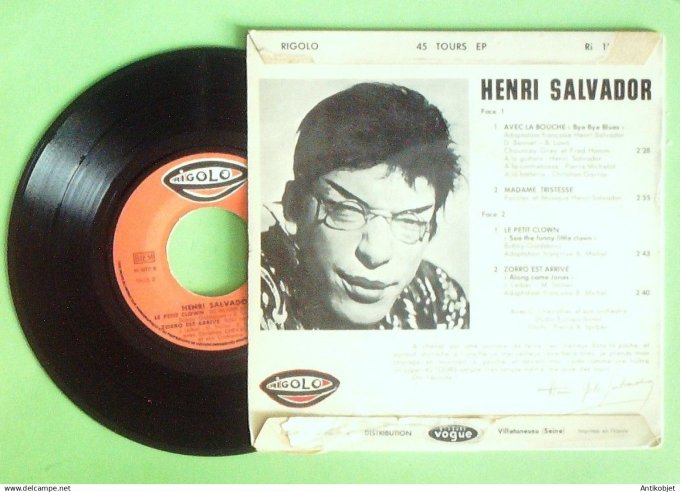 Salvador Henri 45T EP Zorro est arrivé 1964
