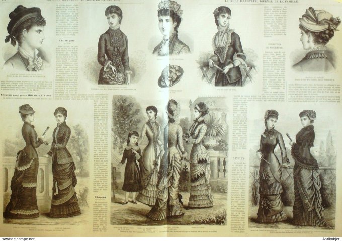 La Mode illustrée journal + gravure associée 1880 #  27