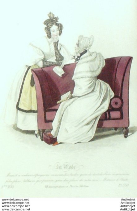 Gravure La mode 1833 # 330 (aquarelle old Fashion plate)