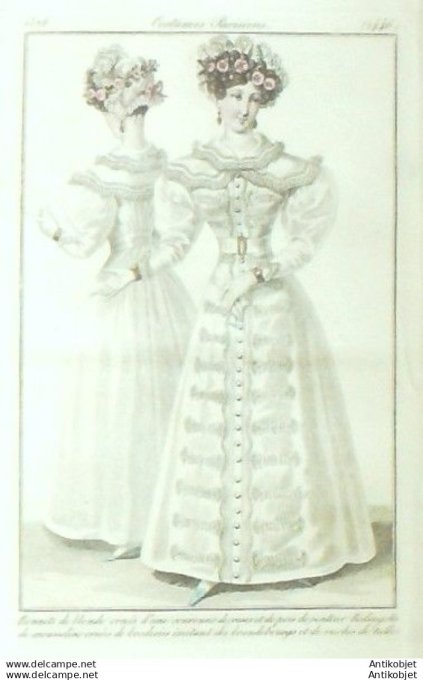 Gravure Mode Costume Parisien 1826 # 2446 (eau forte old Fashion plate