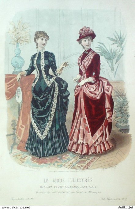Gravure Mode illustree 1884 #  6 (Old Fashion plate)