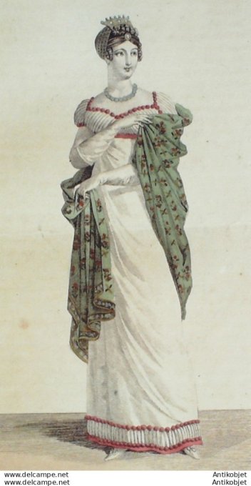 Gravure de mode Costume Parisien 1812 n°1223 Robe de Levantine