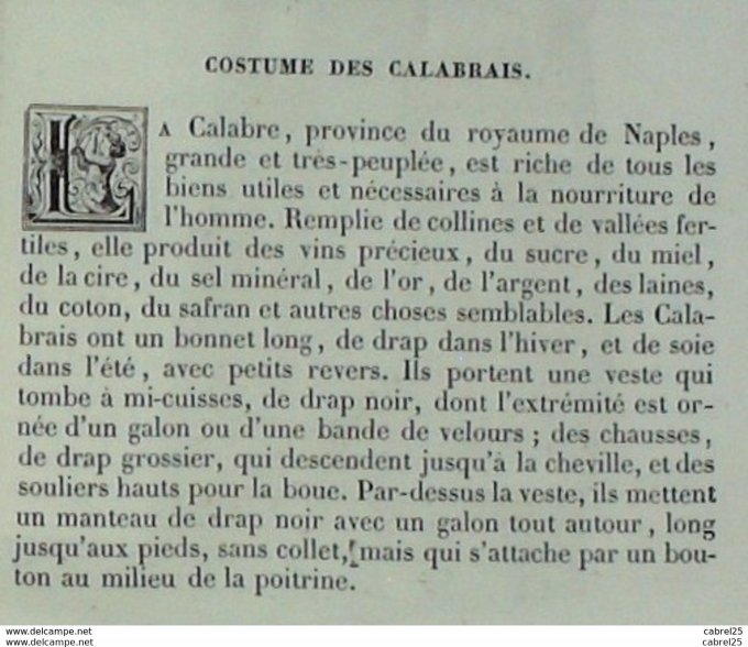 Italie CALABRE Villageois 1859