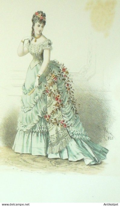 Gravure Mode Elegance Parisienne 1872 # 523 (Old Fashion plate)