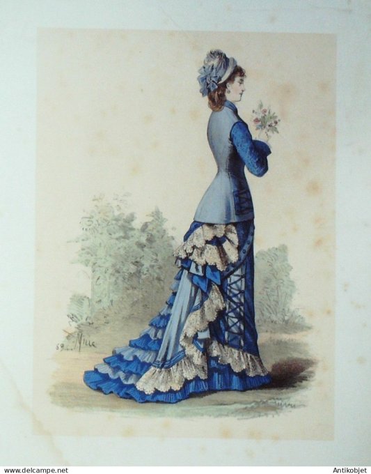Gravure Mode Elegance Parisienne 1875 # 694 (Old Fashion plate)