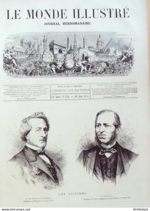 Le Monde illustré 1871 n°739 Quai d'Orsay incendies Paris 12 Bastille chaloupes en feu Prison La Roq