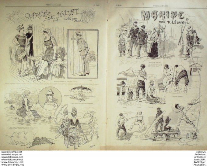Le Journal Amusant 1886 # 1560 Marine de Paul Leonnec Caprices de juillet de Mars