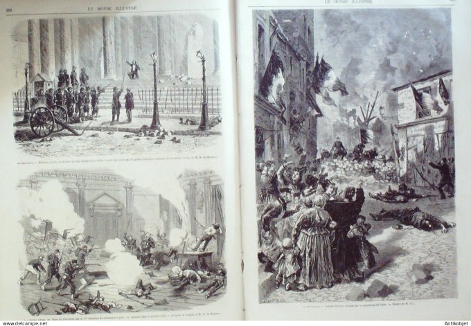 Le Monde illustré 1871 n°739 Quai d'Orsay incendies Paris 12 Bastille chaloupes en feu Prison La Roq