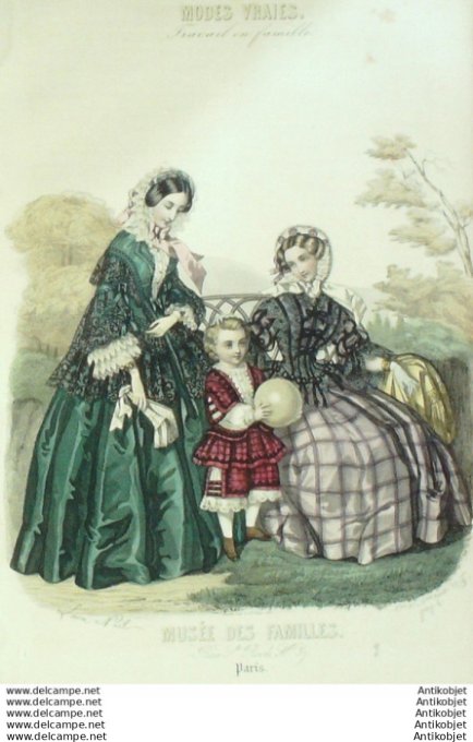 Gravure Mode Musee des familles 1855 #  1 (Old fashion plate)